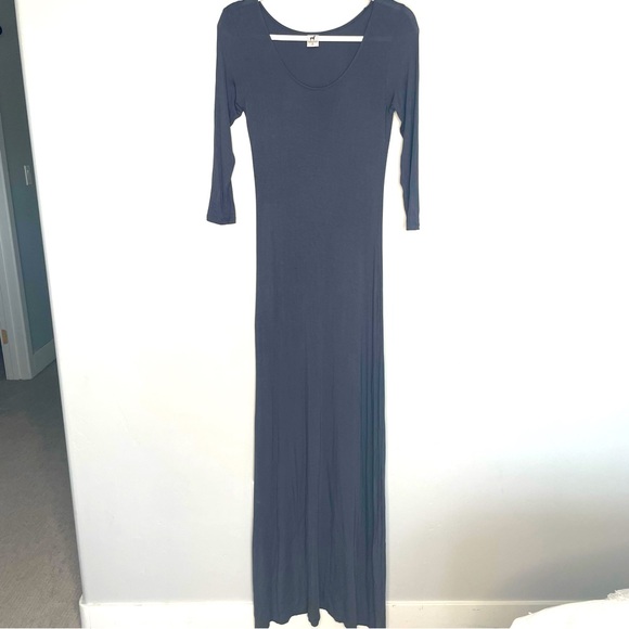 Peruvian Connection Dresses & Skirts - Peruvian‎ Connection Scoop Neck 3/4 Sleeve Maxi Dress Blue Gray Size Small S